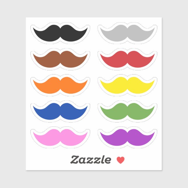 Colourful Moustaches Moustache Funny Humour Set of (Sheet)