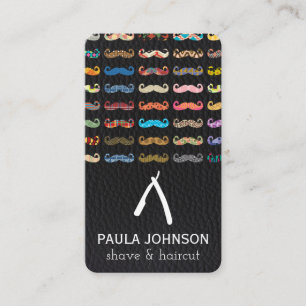 Colourful Moustaches Pattern Leather Pattern Business Card