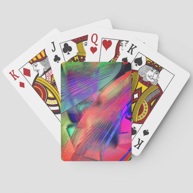 Colourful movement of messy objects in soft carvin playing cards (Back)