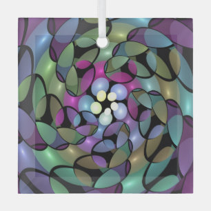 Colourful Movements Abstract Striking Fractal Art Glass Tree Decoration