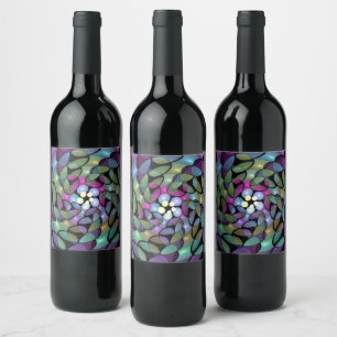 Colourful Movements Abstract Striking Fractal Art Wine Label