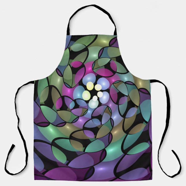 Colourful Movements Abstract Trippy Fractal Art Apron (Front)
