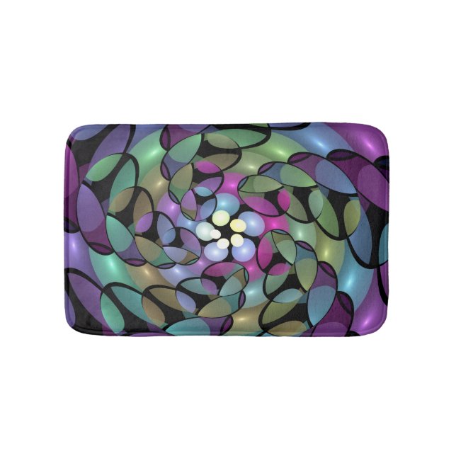 Colourful Movements Abstract Trippy Fractal Art Bath Mat (Front)