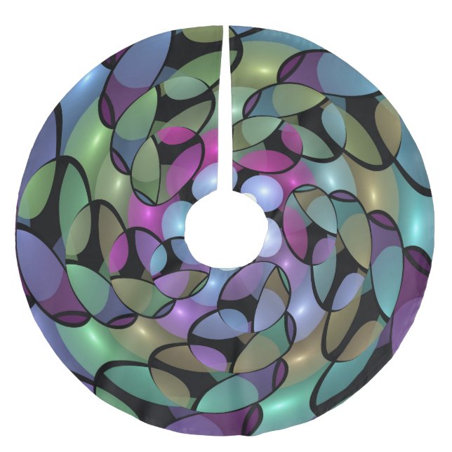 Colourful Movements Abstract Trippy Fractal Art Brushed Polyester Tree Skirt (Front)