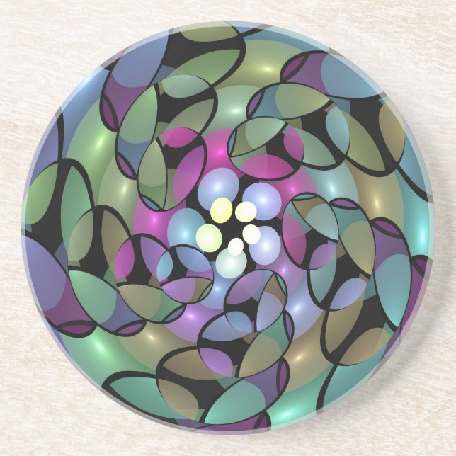 Colourful Movements Abstract Trippy Fractal Art Coaster (Front)