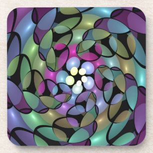Colourful Movements Abstract Trippy Fractal Art Coaster