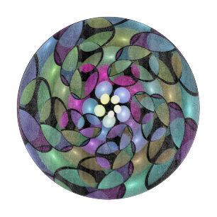 Colourful Movements Abstract Trippy Fractal Art Cutting Board