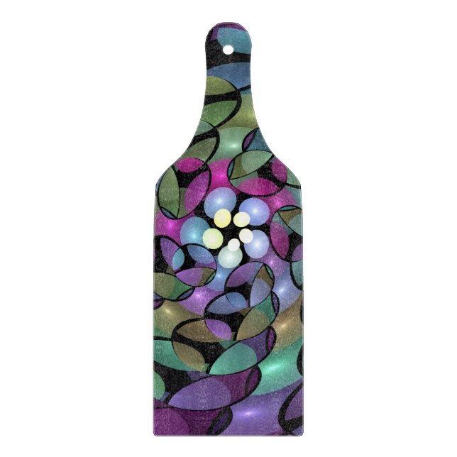 Colourful Movements Abstract Trippy Fractal Art Cutting Board (Front)