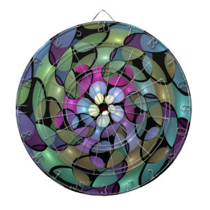 Colourful Movements Abstract Trippy Fractal Art Dartboard