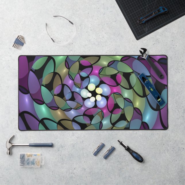 Colourful Movements Abstract Trippy Fractal Art Desk Mat (Workstation)