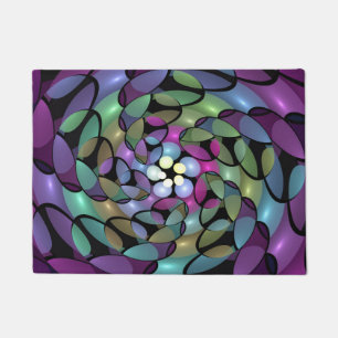 Colourful Movements Abstract Trippy Fractal Art Doormat