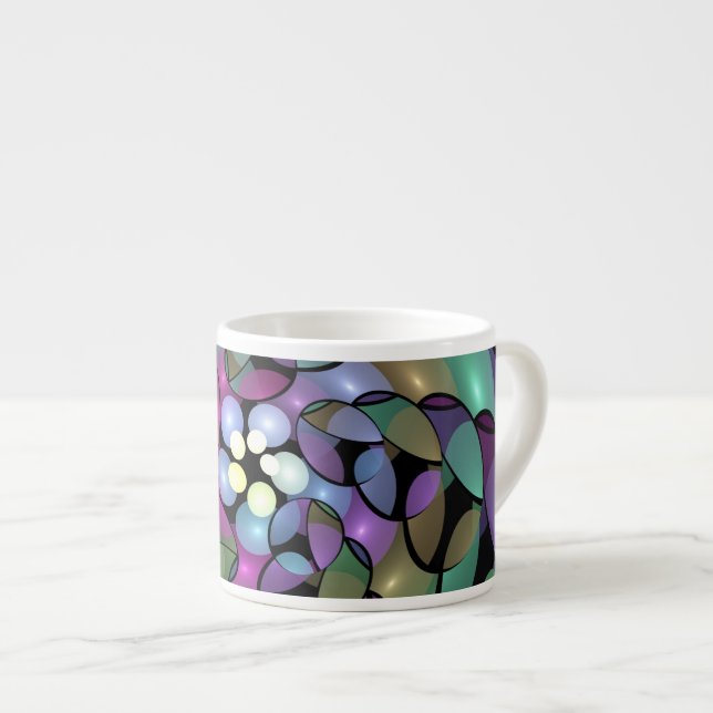Colourful Movements Abstract Trippy Fractal Art Espresso Cup (Front Right)