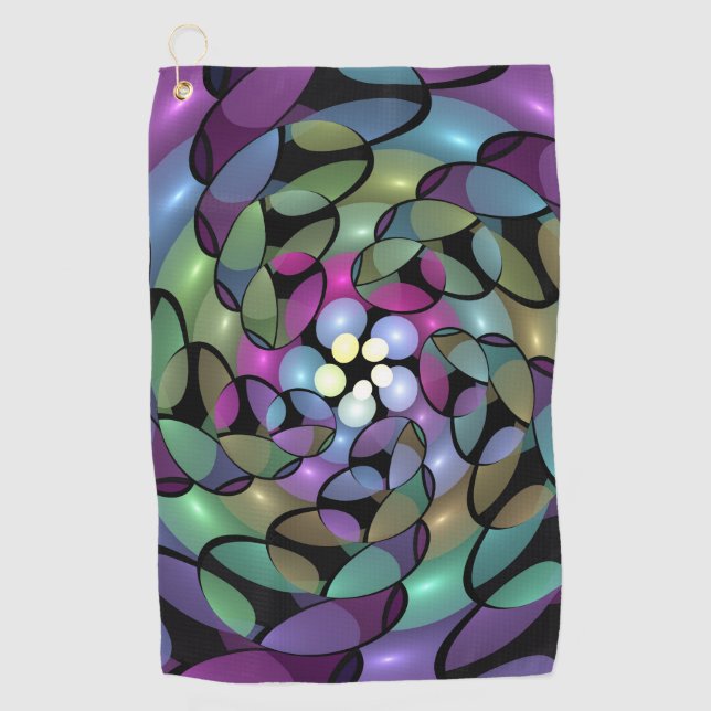 Colourful Movements Abstract Trippy Fractal Art Golf Towel (Front)