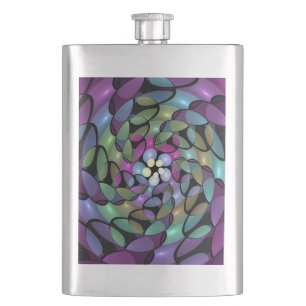 Colourful Movements Abstract Trippy Fractal Art Hip Flask