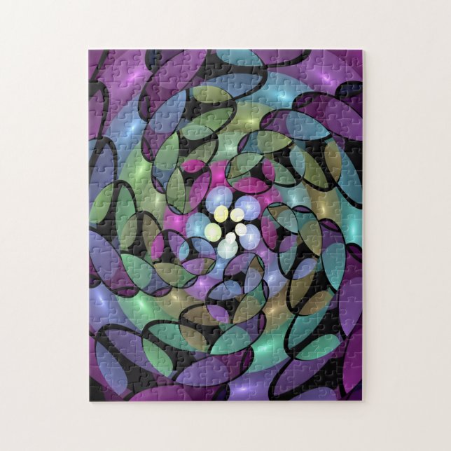 Colourful Movements Abstract Trippy Fractal Art Jigsaw Puzzle (Vertical)
