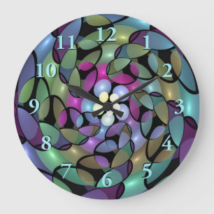 Colourful Movements Abstract Trippy Fractal Art Large Clock