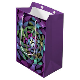 Colourful Movements Abstract Trippy Fractal Art Medium Gift Bag