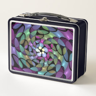 Colourful Movements Abstract Trippy Fractal Art Metal Lunch Box