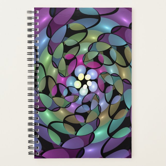 Colourful Movements Abstract Trippy Fractal Art Planner (Front)