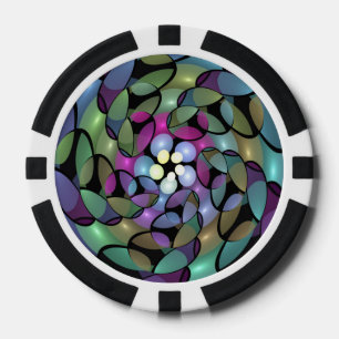 Colourful Movements Abstract Trippy Fractal Art Poker Chips