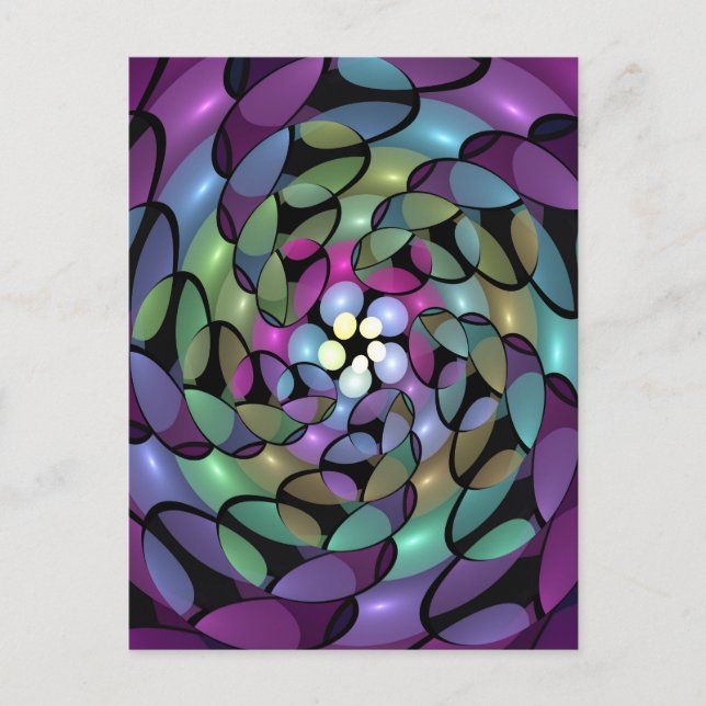 Colourful Movements Abstract Trippy Fractal Art Postcard (Front)