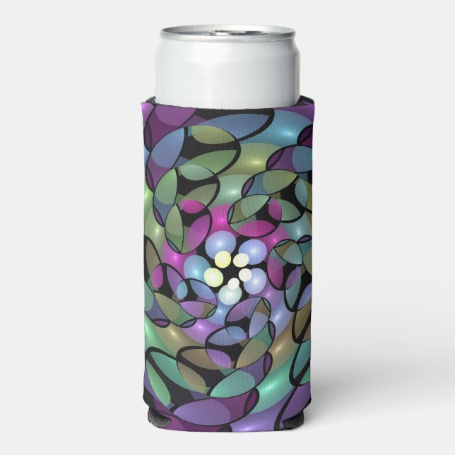 Colourful Movements Abstract Trippy Fractal Art Seltzer Can Cooler (Seltzer Front)