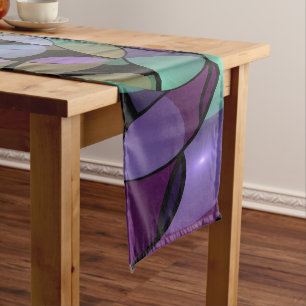 Colourful Movements Abstract Trippy Fractal Art Short Table Runner