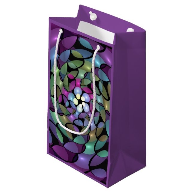 Colourful Movements Abstract Trippy Fractal Art Small Gift Bag (Front Angled)