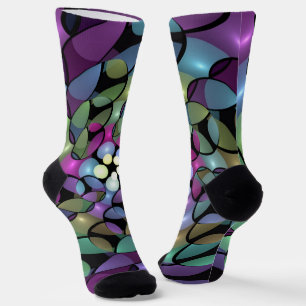 Colourful Movements Abstract Trippy Fractal Art Socks