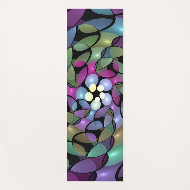 Colourful Movements Abstract Trippy Fractal Art Yoga Mat (Front)