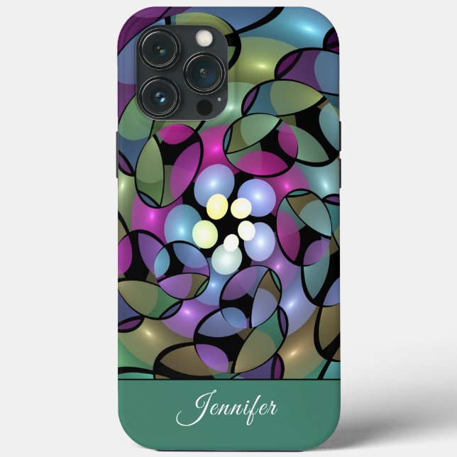 Colourful Movements Abstract Trippy Fractal Name Case-Mate iPhone Case (Back)