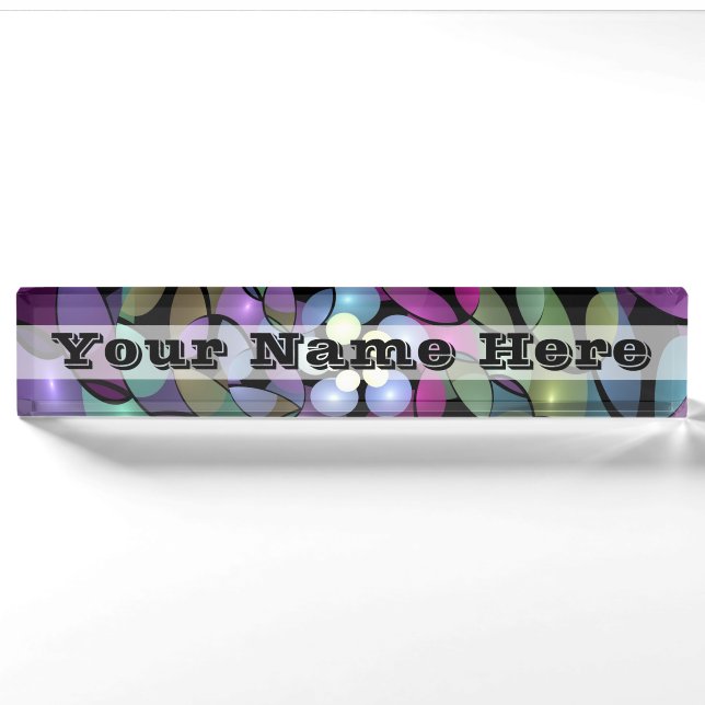 Colourful Movements Abstract Trippy Fractal Title Nameplate (Front)