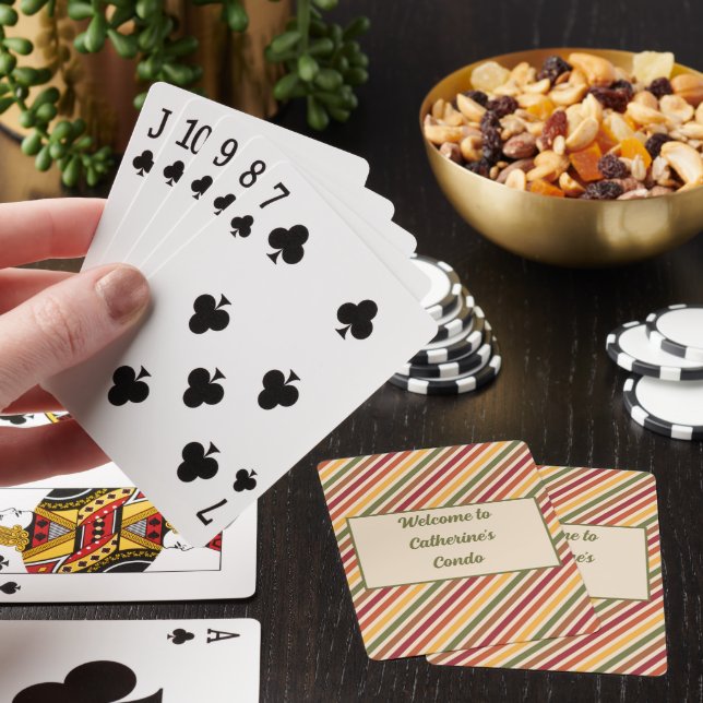 Colourful Multi-Colour Diagonal Striped for Condo  Playing Cards (In Situ)