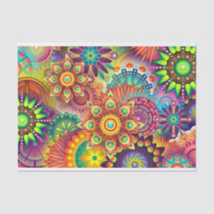 Colourful Multi Colour Floral Mandala Decoupage Tissue Paper
