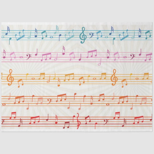 Colourful Multi colour Music note Musician   Tissue Paper (Front)