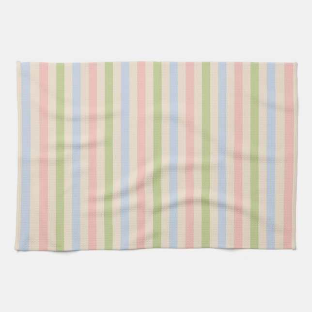 Colourful Multi-Colour Stripe Abstract Style Patte Tea Towel (Horizontal)