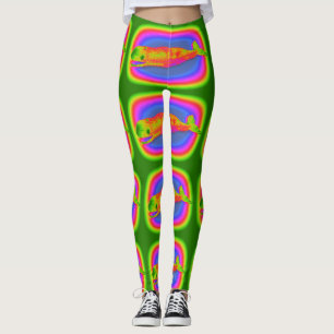 colourful multi-colour whales green leggings