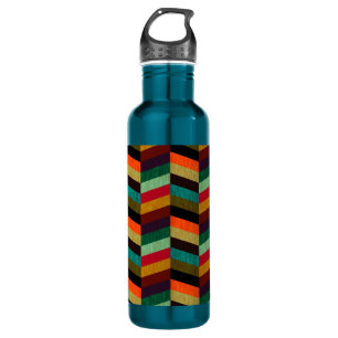 Colourful Multi-Coloured Herringbone Pattern 710 Ml Water Bottle