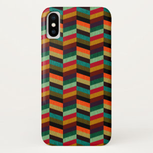Colourful Multi-Coloured Herringbone Pattern iPhone X Case