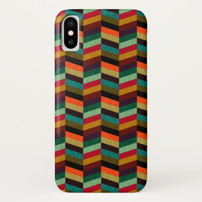 Colourful Multi-Coloured Herringbone Pattern Case-Mate iPhone Case (Back)