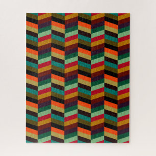 Colourful Multi-Coloured Herringbone Pattern Jigsaw Puzzle