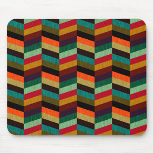Colourful Multi-Coloured Herringbone Pattern Mouse Mat