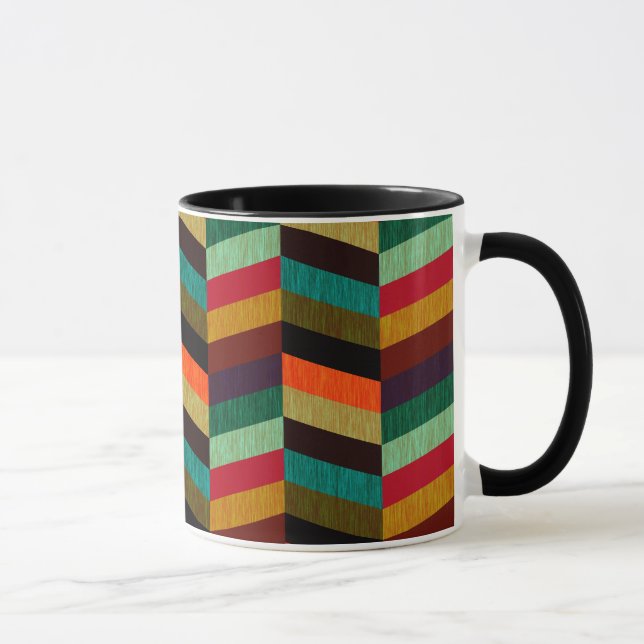 Colourful Multi-Coloured Herringbone Pattern Mug (Right)