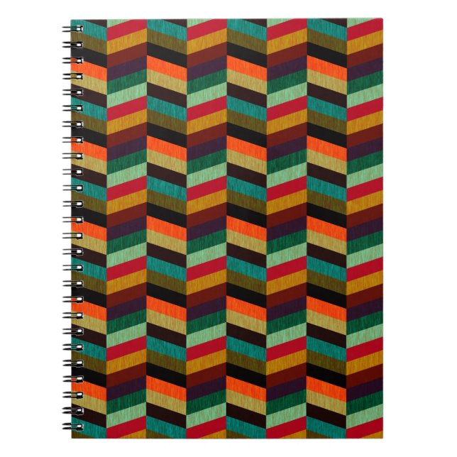 Colourful Multi-Coloured Herringbone Pattern Notebook (Front)