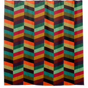 Colourful Multi-Coloured Herringbone Pattern Shower Curtain