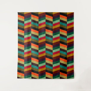 Colourful Multi-Coloured Herringbone Pattern Tapestry