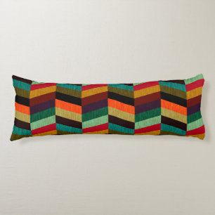 Colourful Multi-Coloured Herringbone Style Pattern Body Cushion