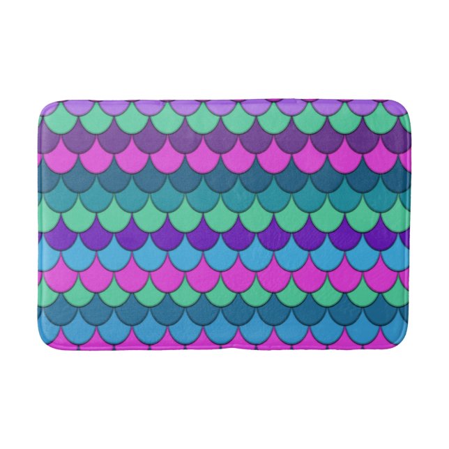 Colourful Multi-Coloured Mermaid Bath Mat (Front)
