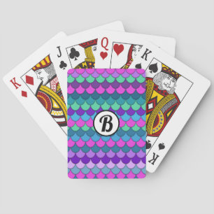 Colourful Multi-Coloured Mermaid Girls Personalise Playing Cards