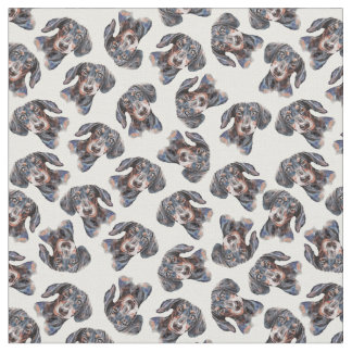 Colourful multi cute Dachshund art Fabric